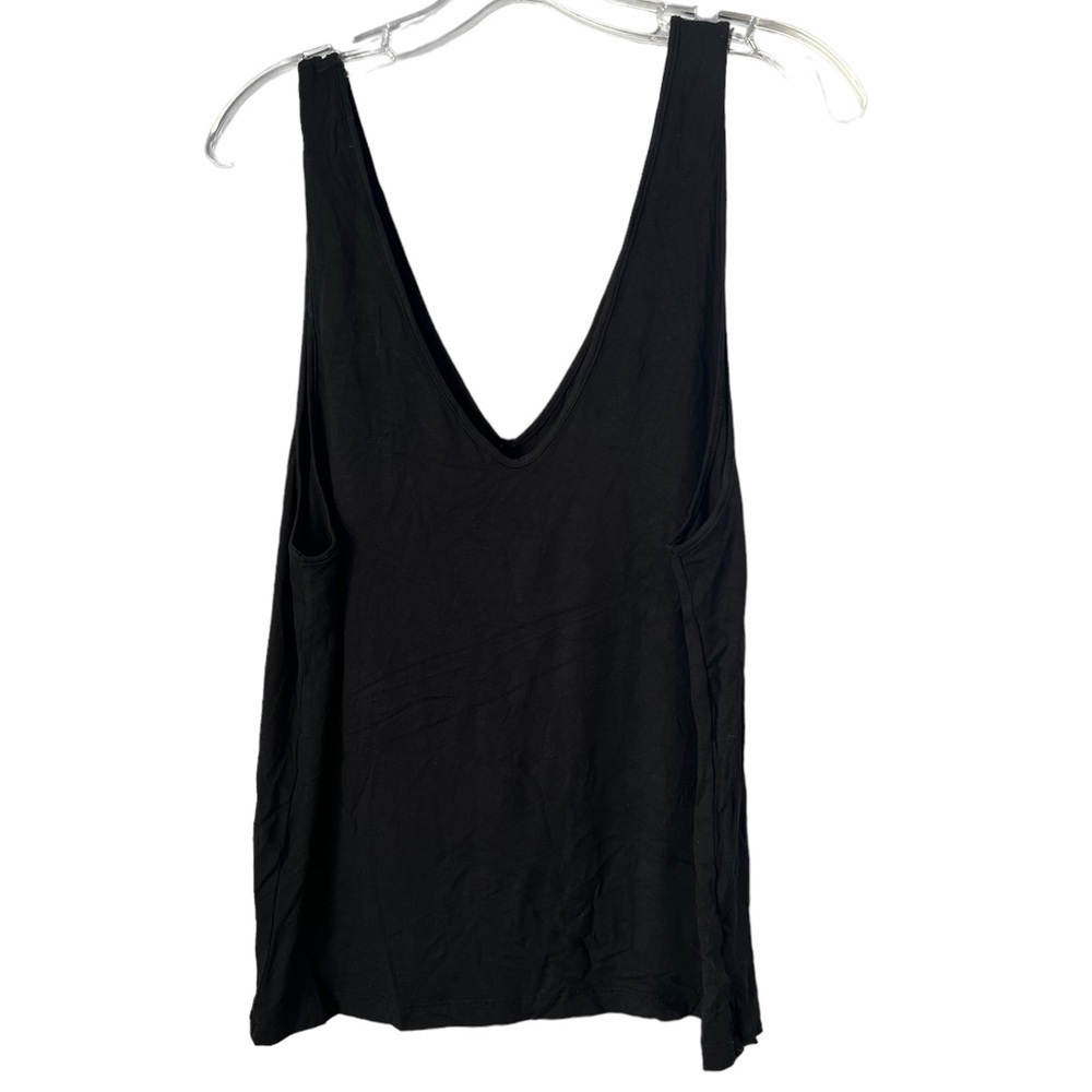 NWT NUX Black Short Sleeve Deep V Top
